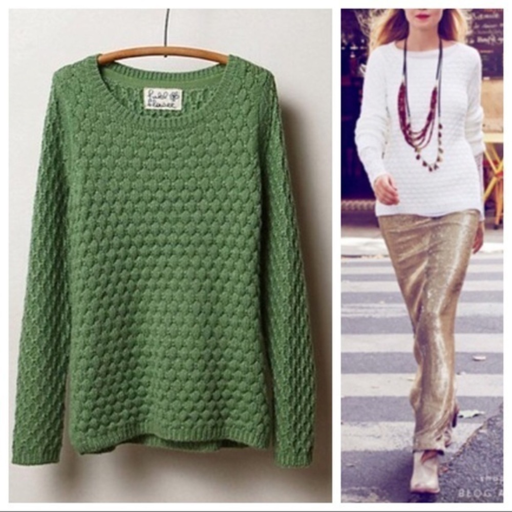 Anthropologie Field Flower Green Rennes Chunky Sweater XS